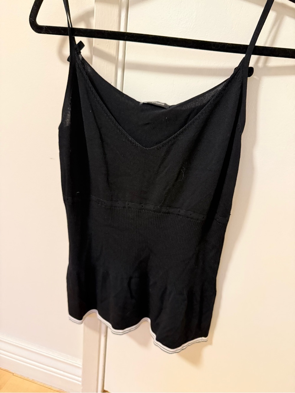 Women’s Black Ribbed V-Neck Cami Tank Top